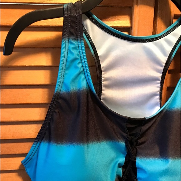 Black & Blue Racerback Tankini - Picture 5 of 12